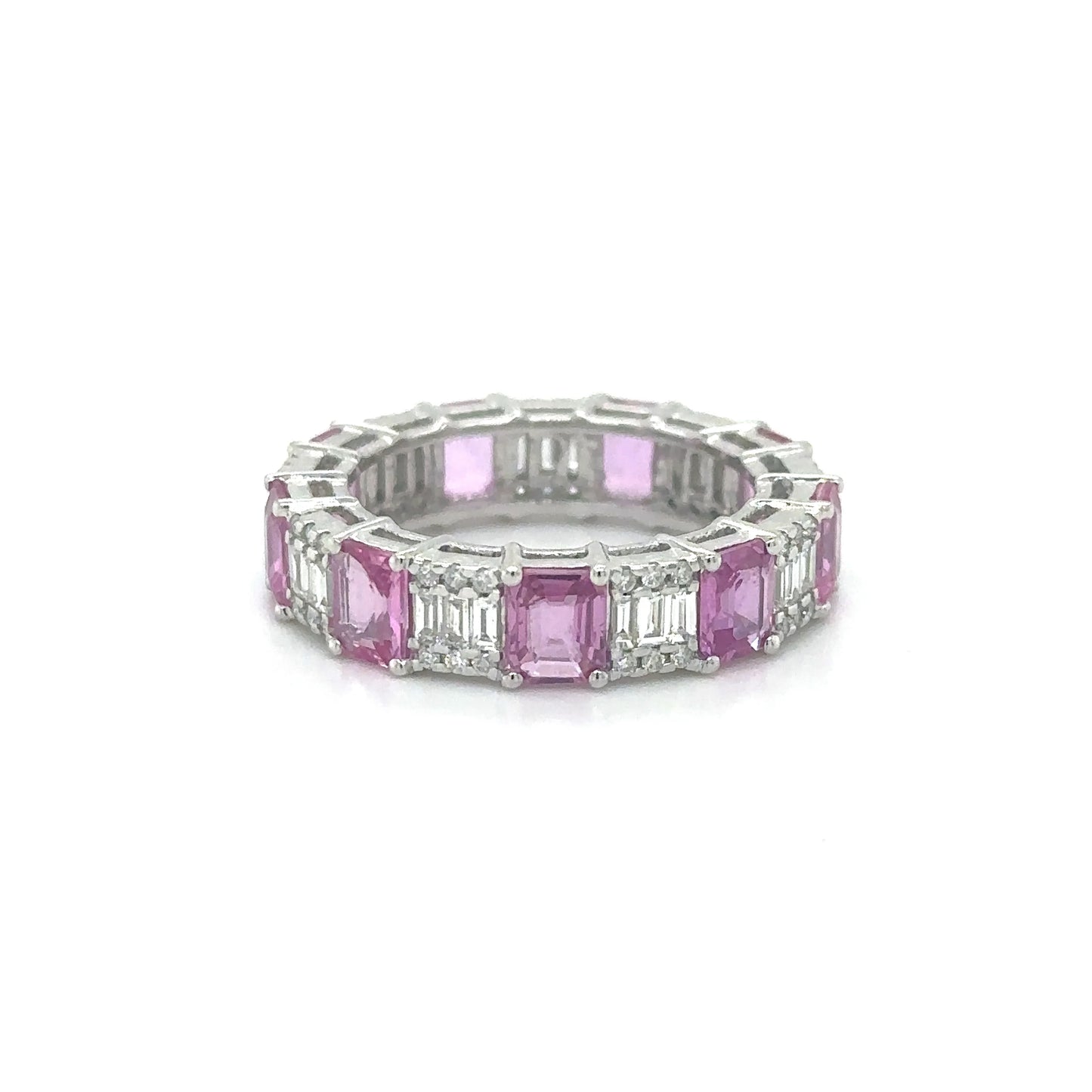 18KT WHITE GOLD PINK SAPPHIRE DIAMOND RING