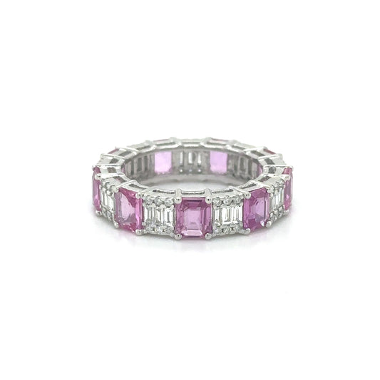 18KT WHITE GOLD PINK SAPPHIRE DIAMOND RING