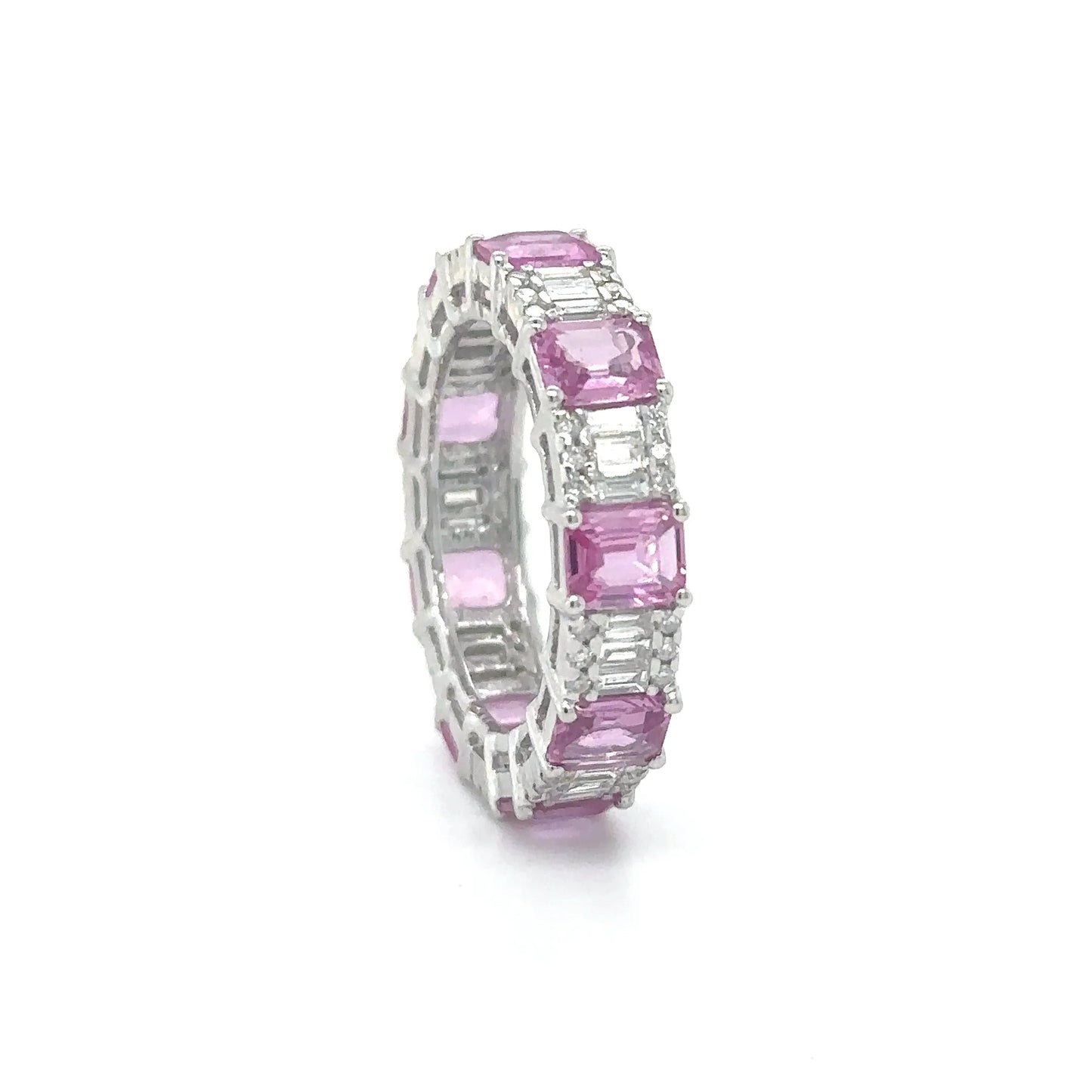 18KT WHITE GOLD PINK SAPPHIRE DIAMOND RING