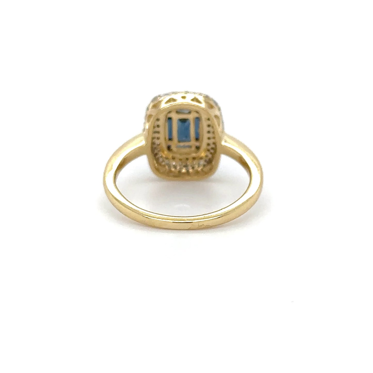 18KT YELLOW GOLD BAGUETTE SAPPHIRE AND DIAMONDS RING