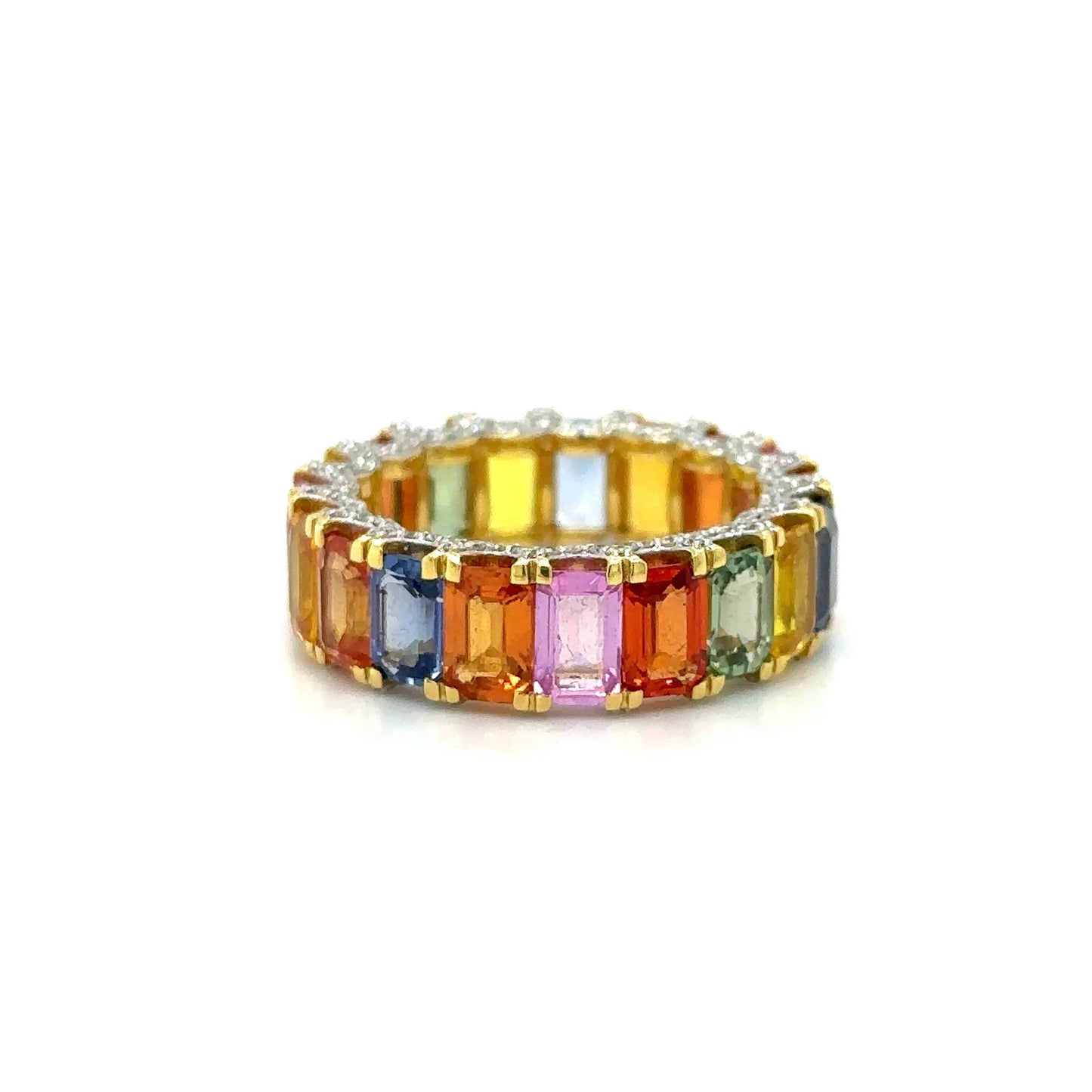 18KT YELLOW GOLD MULTI SAPPHIRE DIAMOND RING