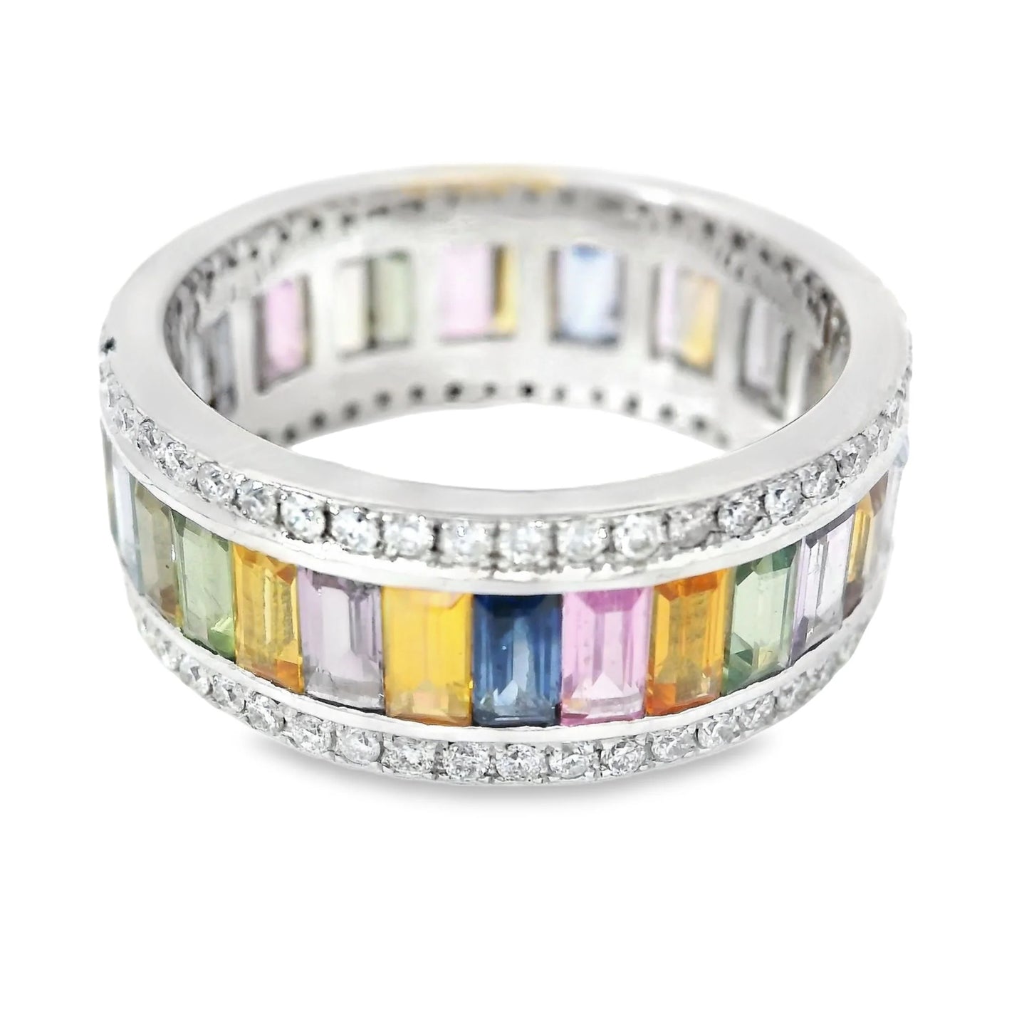 18KT YELLOW GOLD MULTI SAPPHIRE DIAMOND RING