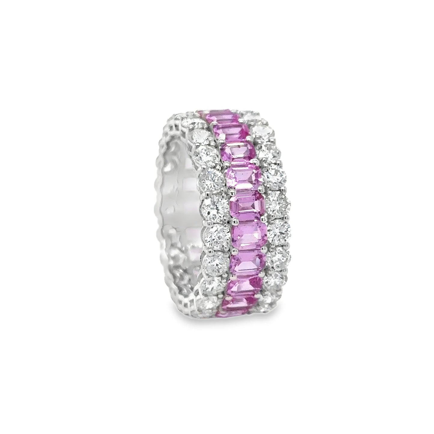 14KT WHITE GOLD PINK SAPPHIRE DIAMOND RING
