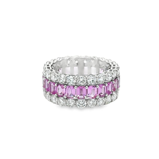 14KT WHITE GOLD PINK SAPPHIRE DIAMOND RING