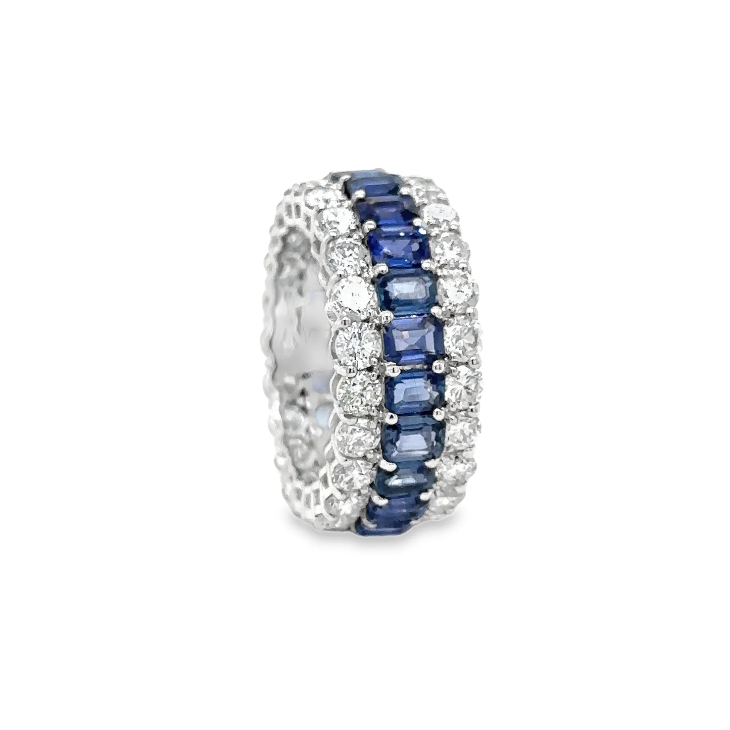 14KT WHITE GOLD BLUE SAPPHIRE DIAMOND RING