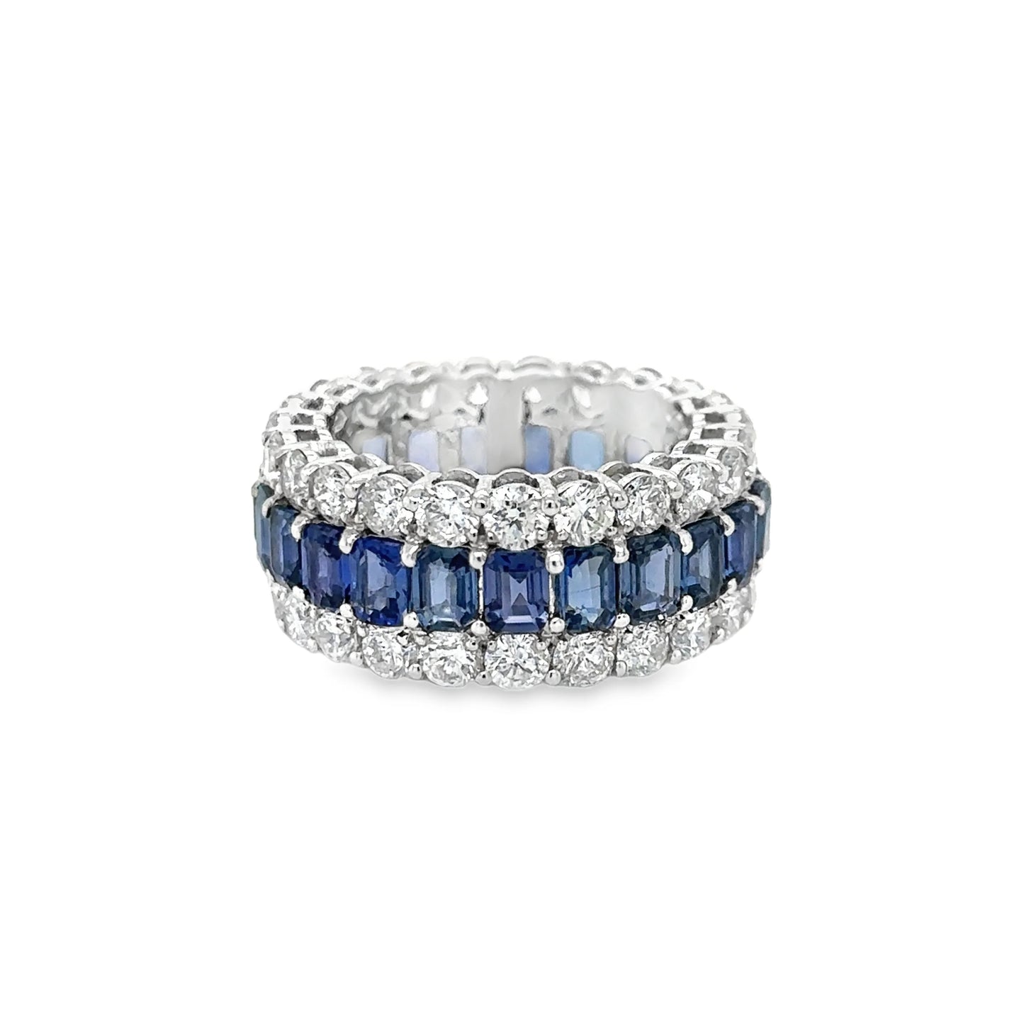 14KT WHITE GOLD BLUE SAPPHIRE DIAMOND RING