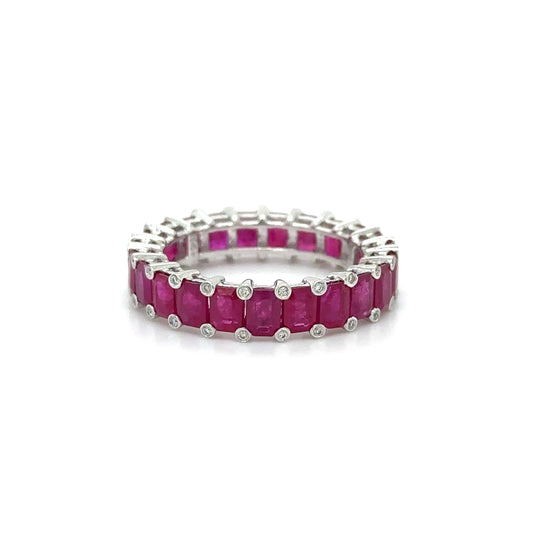 14KT WHITE GOLD RUBY AND DIAMONDS RING