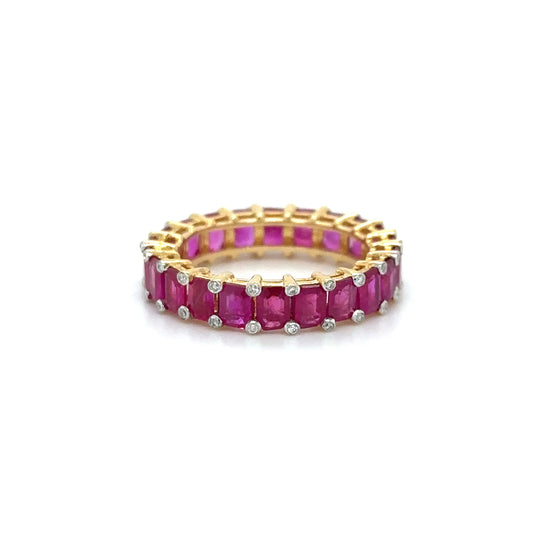 14KT YELLOW GOLD RUBY AND DIAMONDS RING