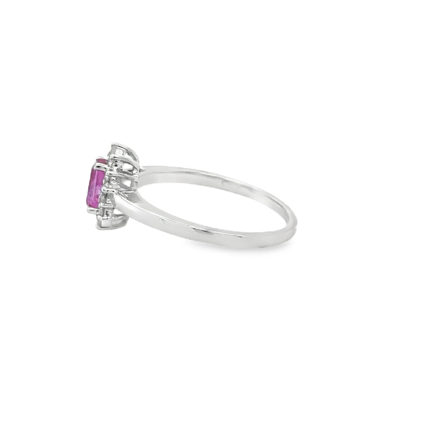 18KT WHITE GOLD PINK SAPPHIRE AND DIAMONDS RING