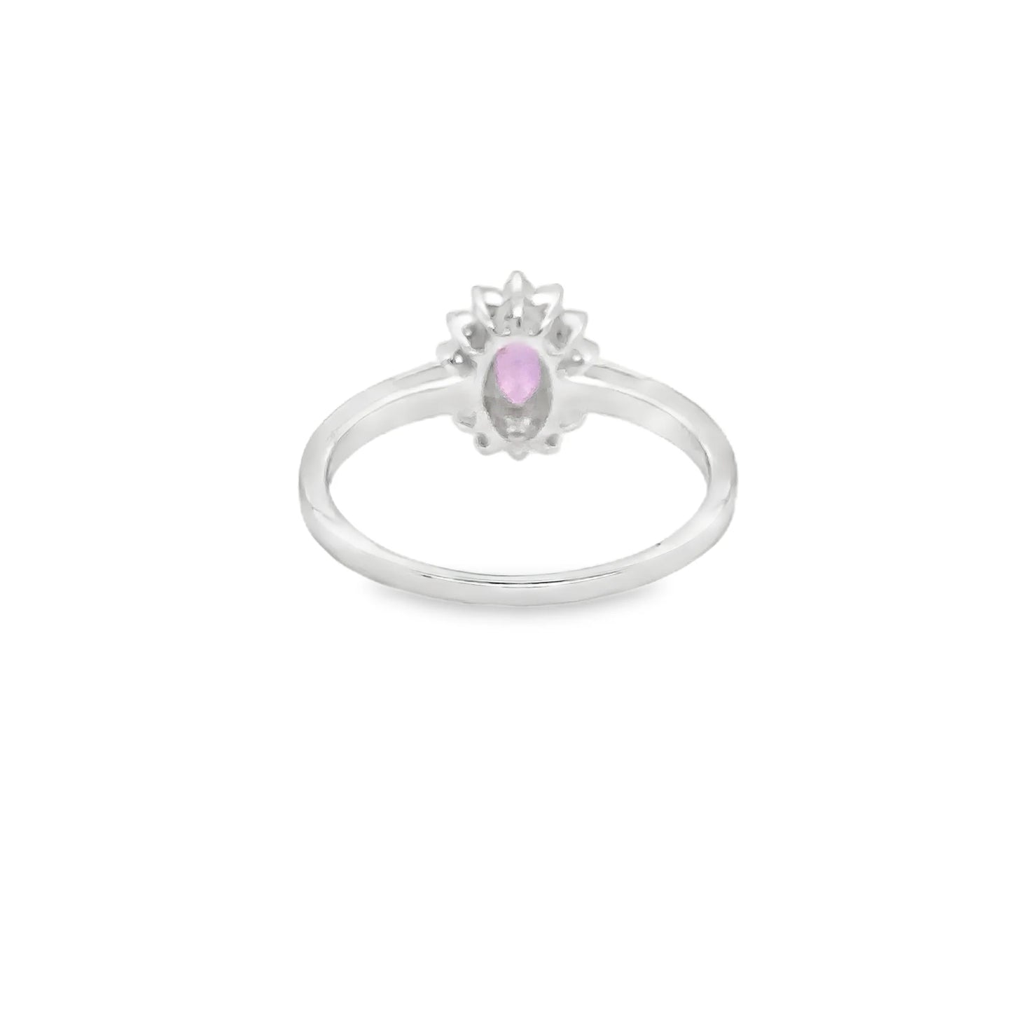 18KT WHITE GOLD PINK SAPPHIRE AND DIAMONDS RING
