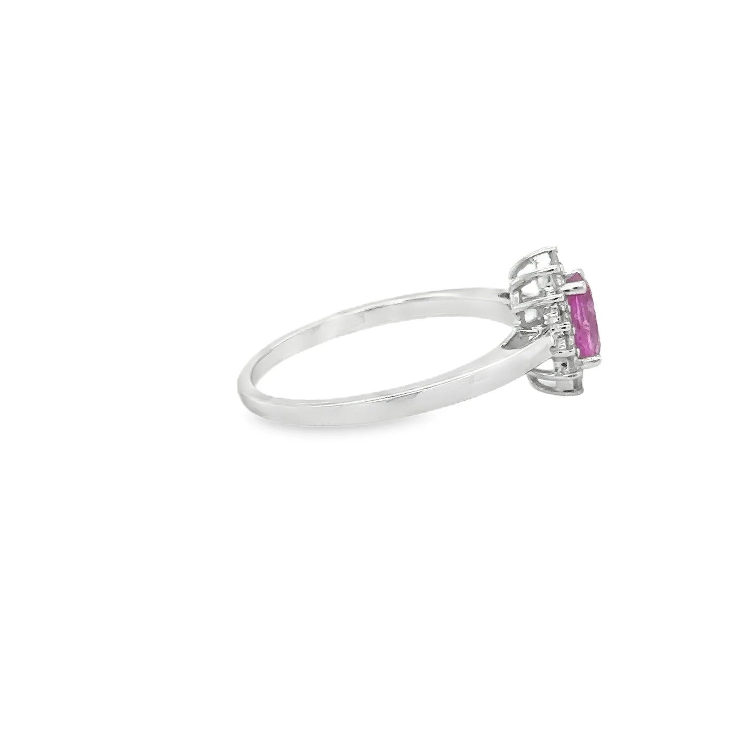 18KT WHITE GOLD PINK SAPPHIRE AND DIAMONDS RING