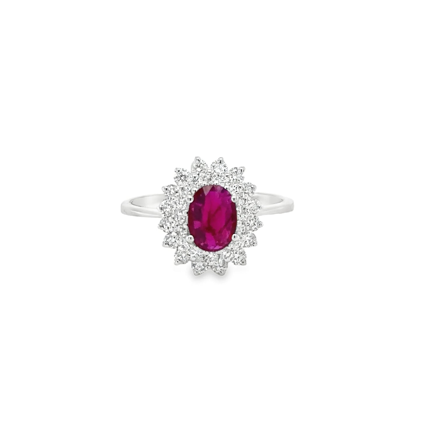 18KT WHITE GOLD RUBY AND DIAMONDS RING