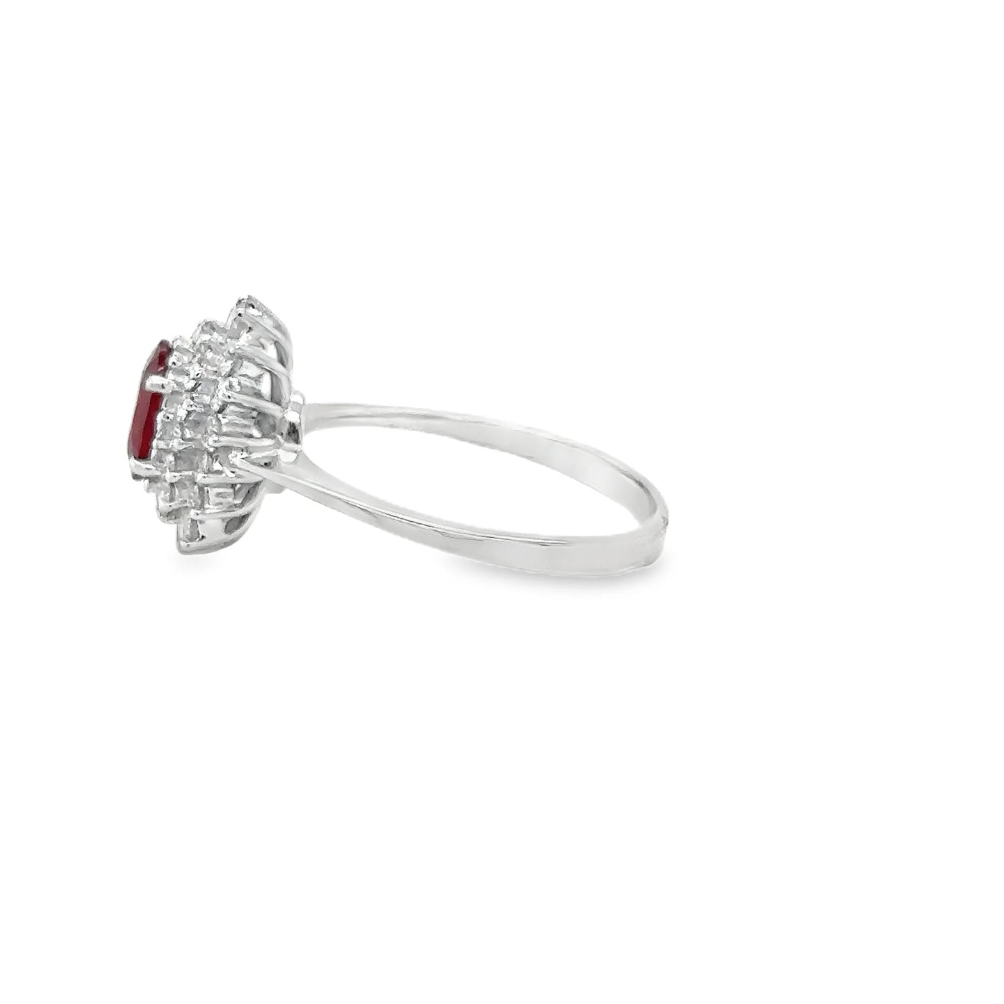 18KT WHITE GOLD RUBY AND DIAMONDS RING