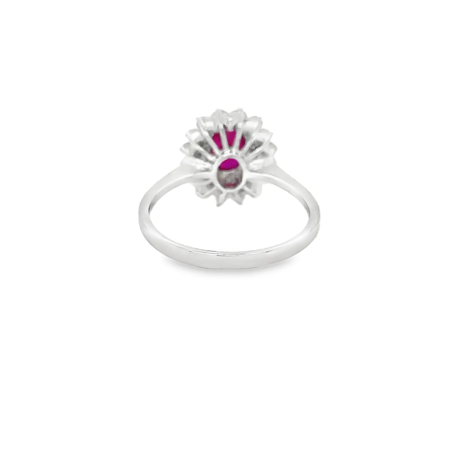 18KT WHITE GOLD RUBY AND DIAMONDS RING