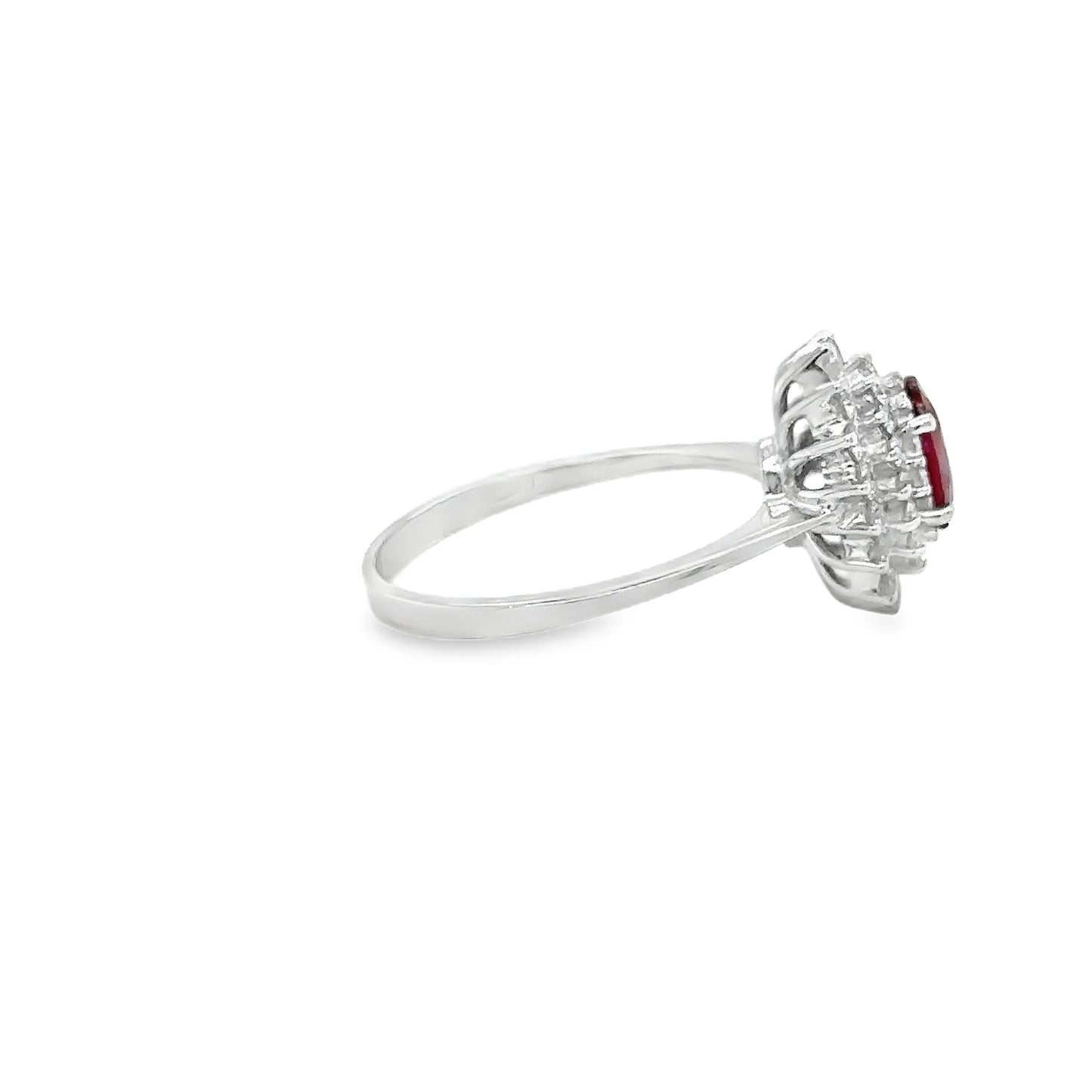 18KT WHITE GOLD RUBY AND DIAMONDS RING