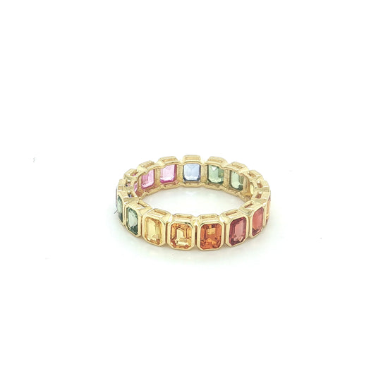 14KT YELLOW GOLD MULTI SAPPHIRE RING