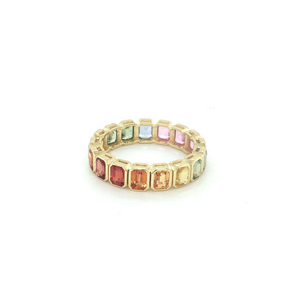 14KT YELLOW GOLD MULTI SAPPHIRE RING