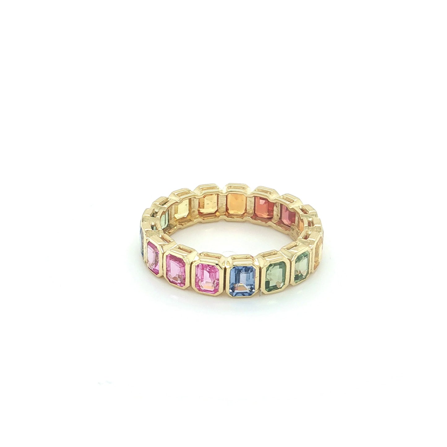 14KT YELLOW GOLD MULTI SAPPHIRE RING