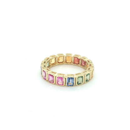 14KT YELLOW GOLD MULTI SAPPHIRE RING