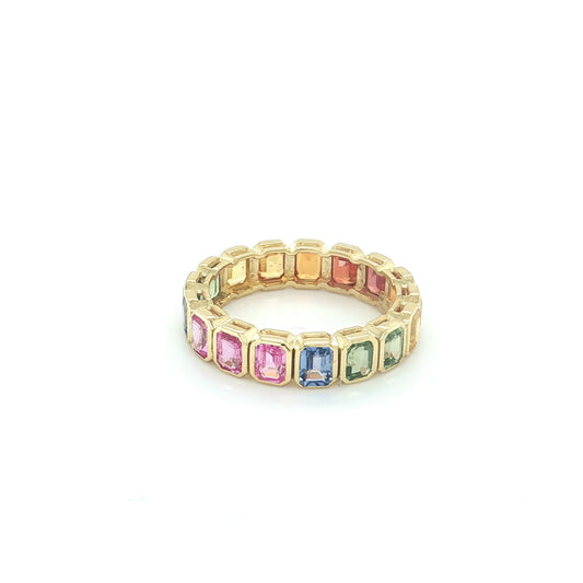 14KT YELLOW GOLD MULTI SAPPHIRE RING
