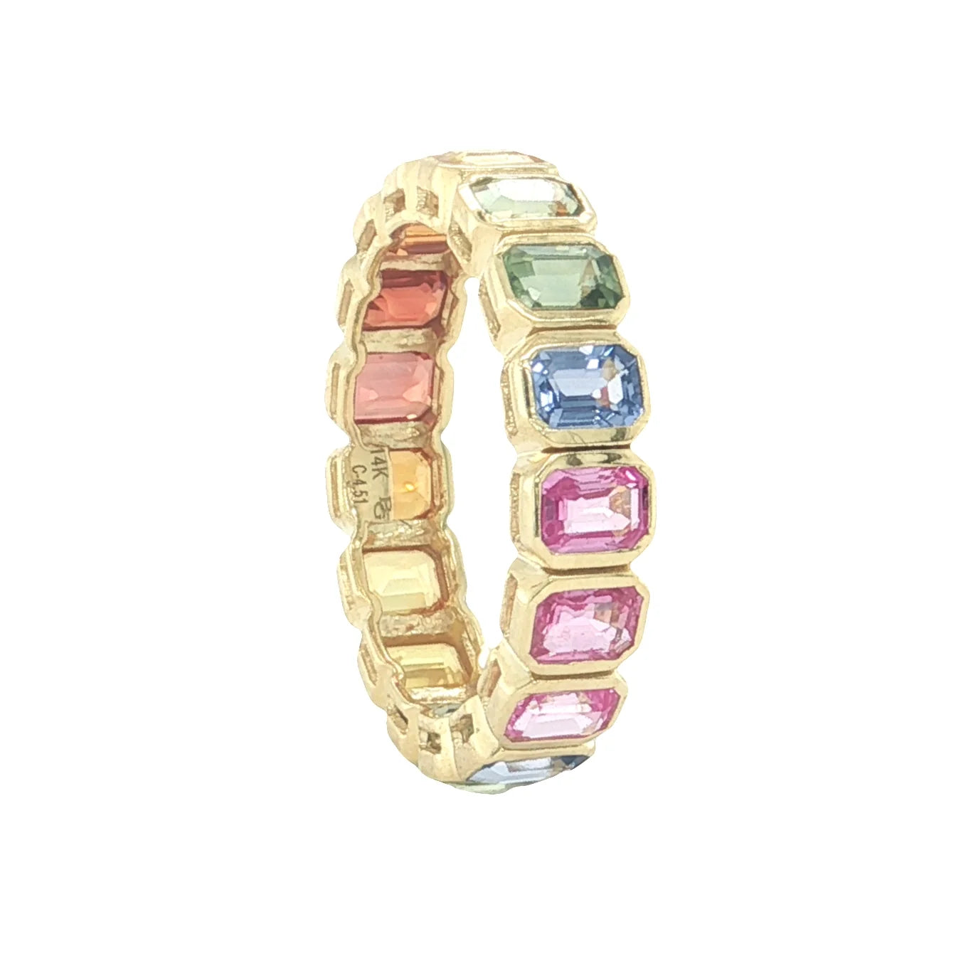 14KT YELLOW GOLD MULTI SAPPHIRE RING