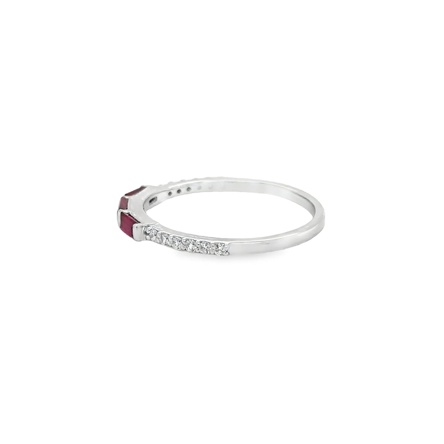 14KT WHITE GOLD RUBY AND DIAMONDS RING