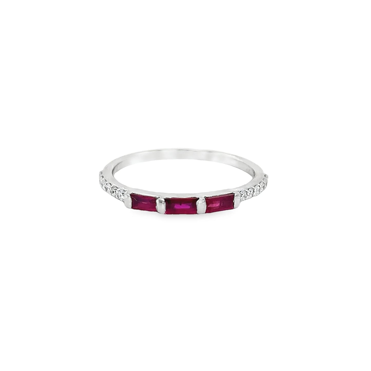 14KT WHITE GOLD RUBY AND DIAMONDS RING