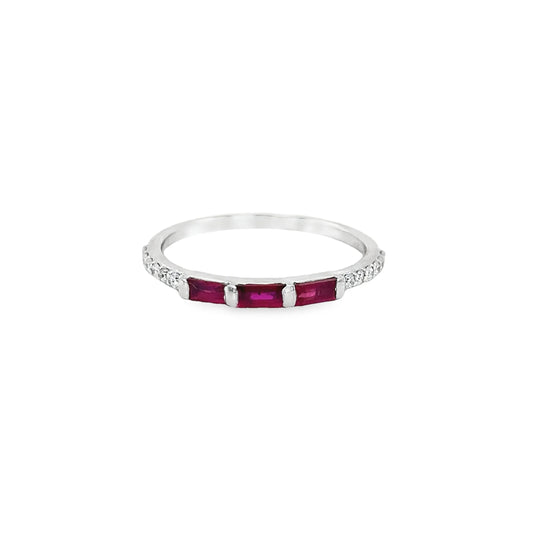 14KT WHITE GOLD RUBY AND DIAMONDS RING