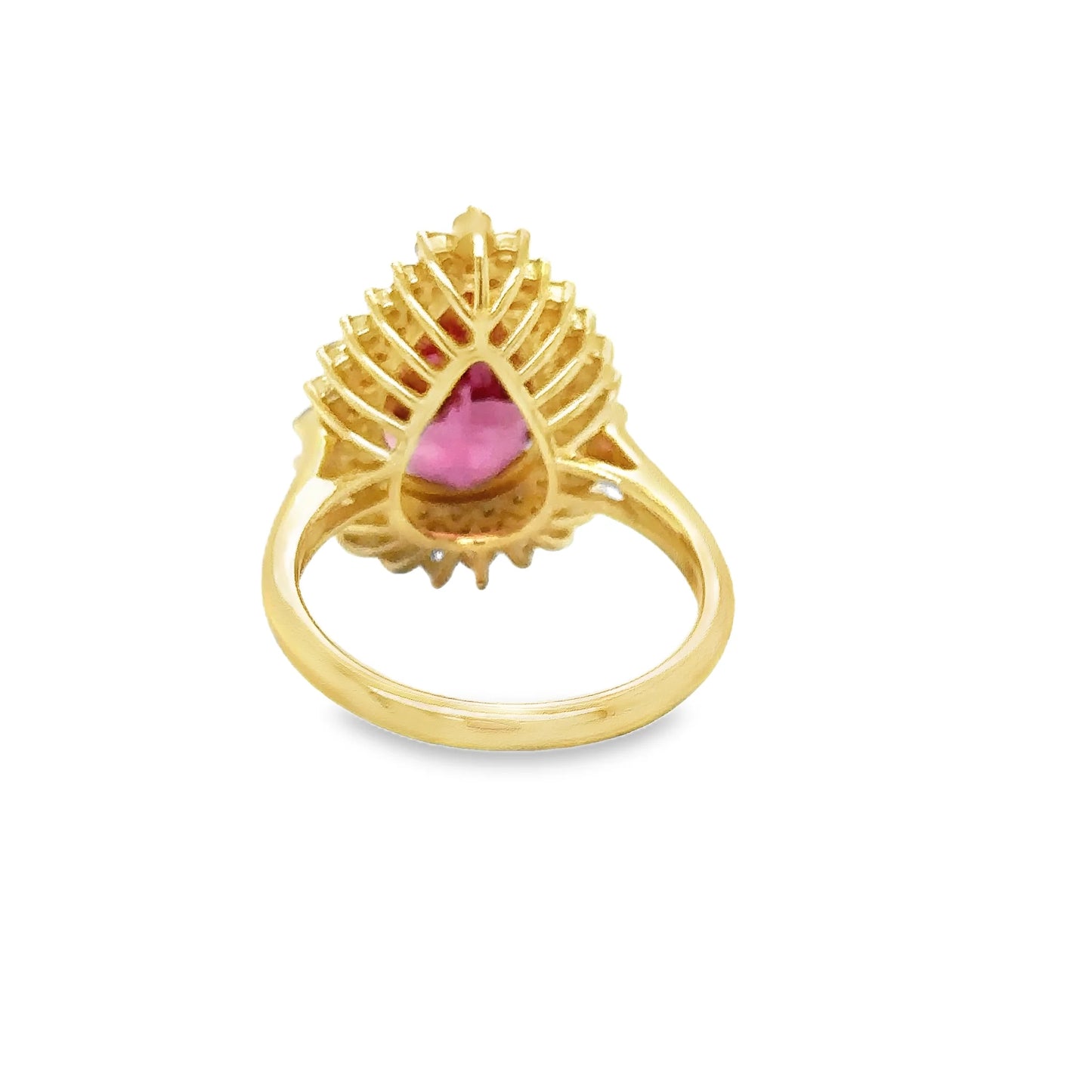 14KT YELLOW GOLD PINK TOURMALINE AND DIAMOND RING