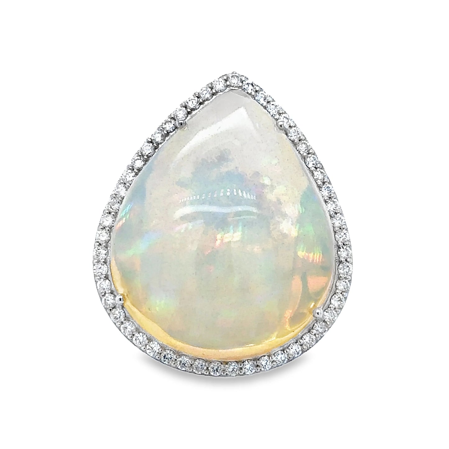 14KT YELLOW GOLD OPAL AND DIAMOND RING