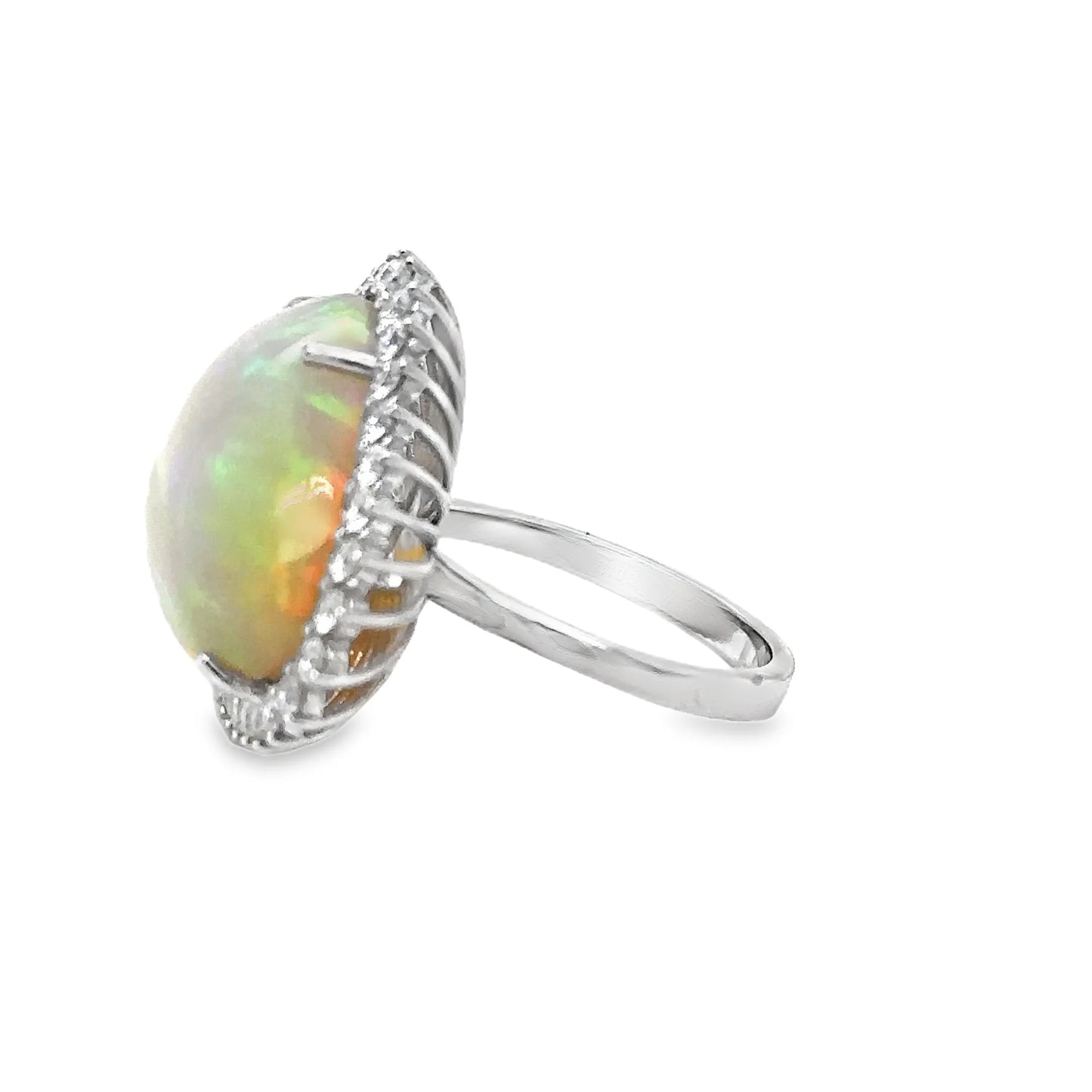 14KT YELLOW GOLD OPAL AND DIAMOND RING