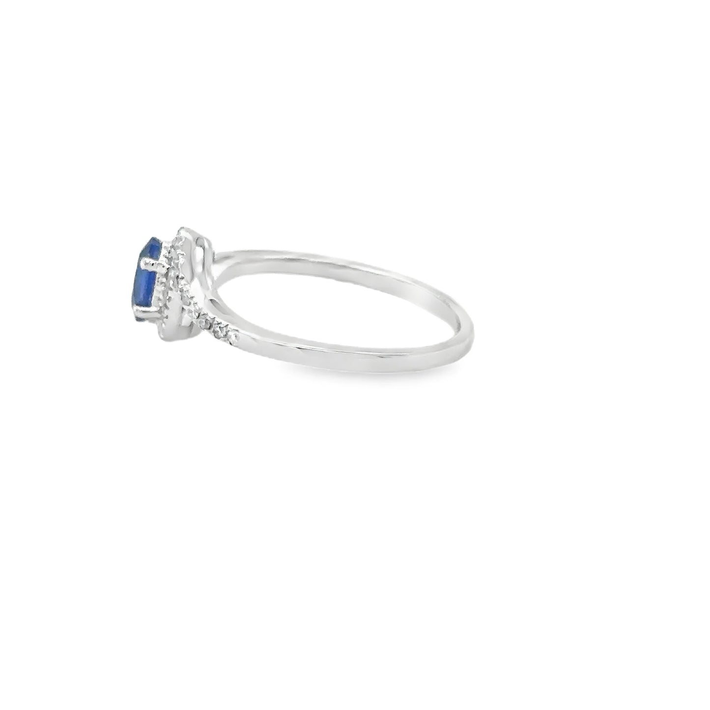 18KT WHITE GOLD BLUE SAPPHIRE AND DIAMONDS RING