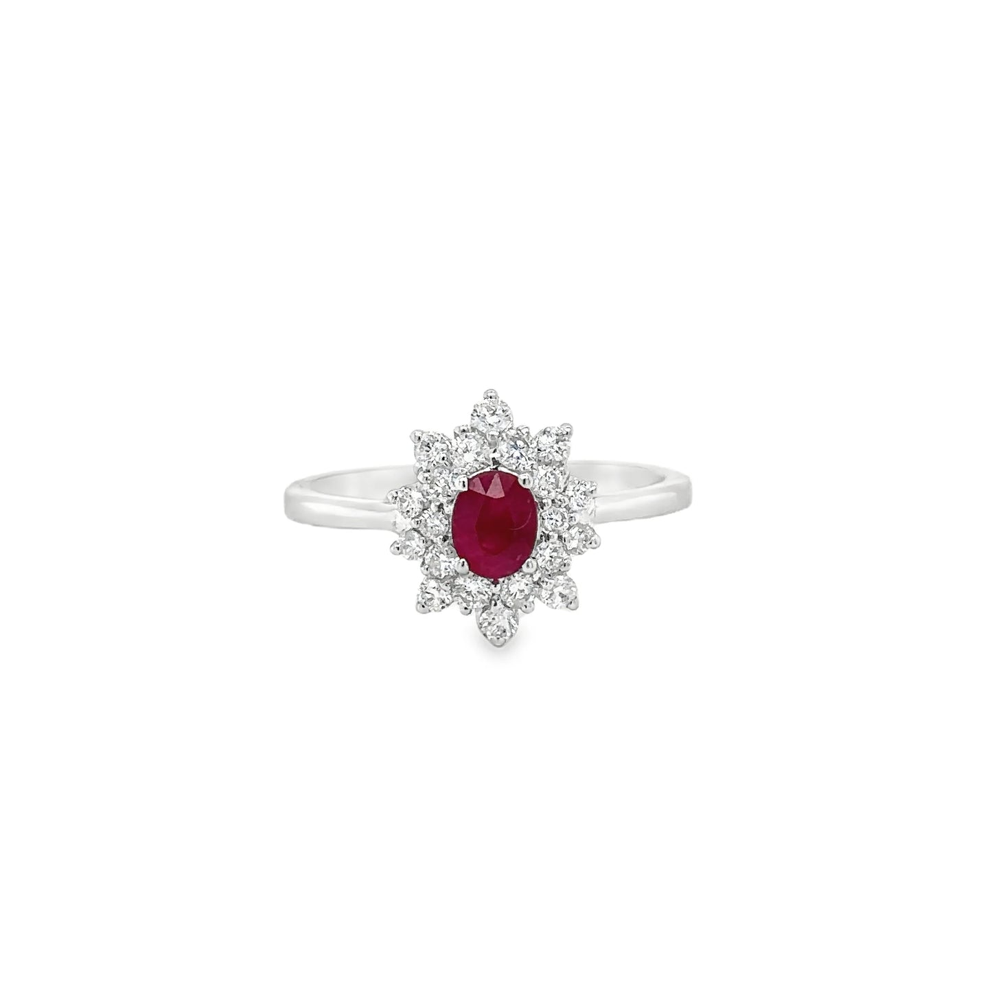 18KT WHITE GOLD RUBY AND DIAMONDS RING