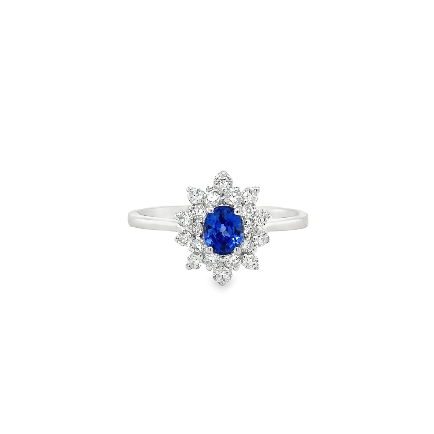 18KT WHITE GOLD SAPPHIRE AND DIAMONDS RING