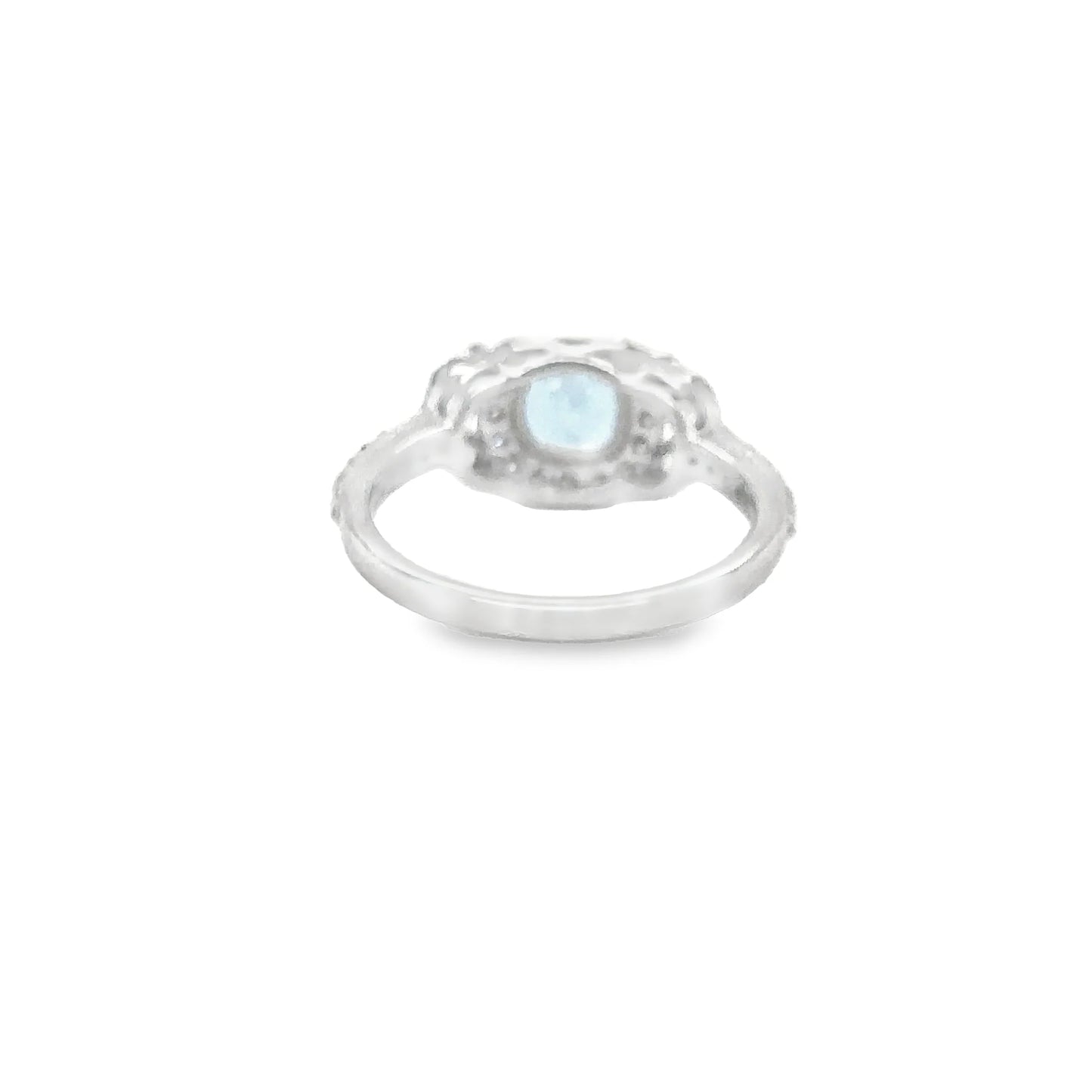 14KT WHITE GOLD AQUAMARINE AND DIAMOND RING