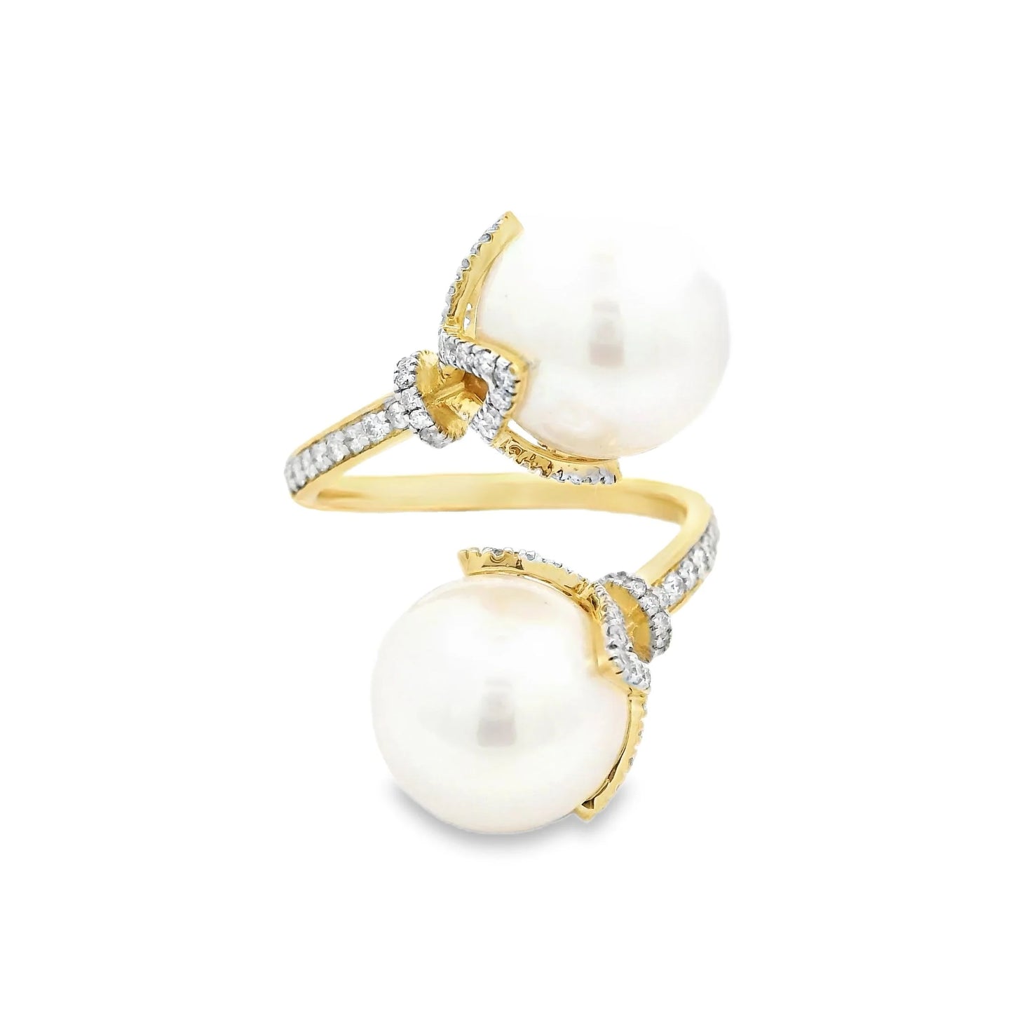 14KT YELLOW GOLD FRESH WATER PEARL AND DIAMOND RING
