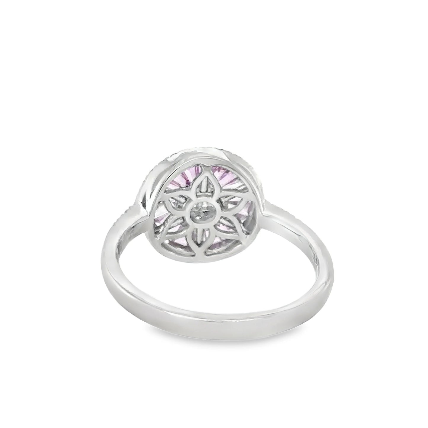 14KT WHITE GOLD PINK SAPPHIRE AND DIAMONDS RING