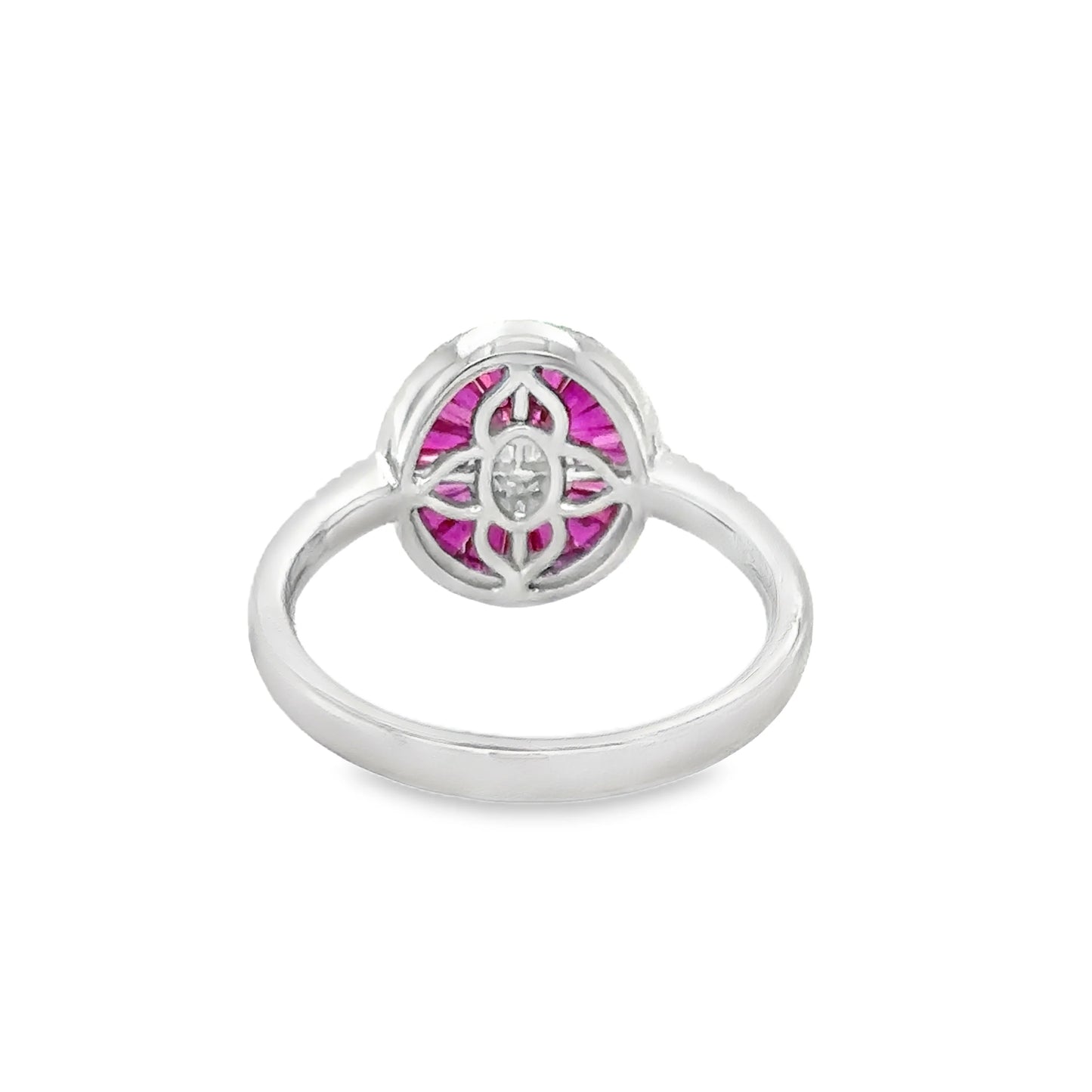 14KT WHITE GOLD RUBY AND DIAMONDS RING