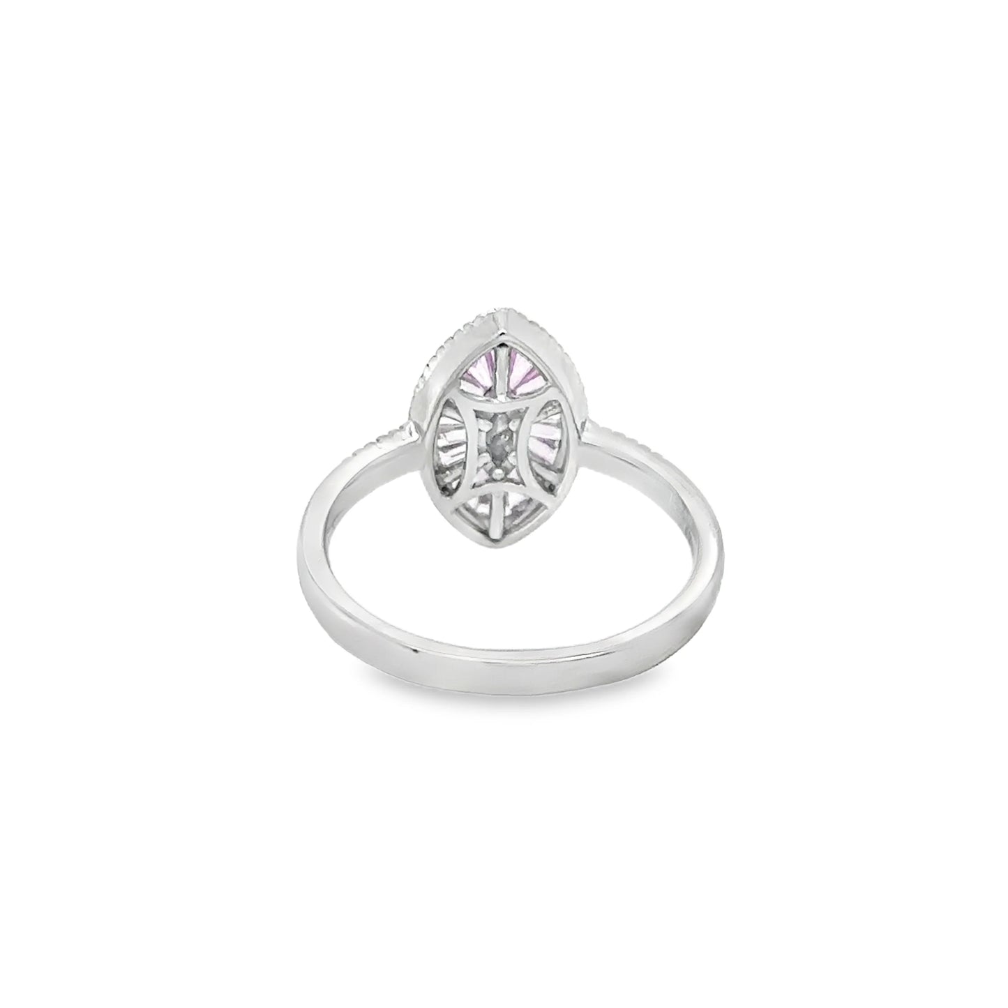 14KT WHITE GOLD PINK SAPPHIRE AND DIAMONDS MARQUISE RING