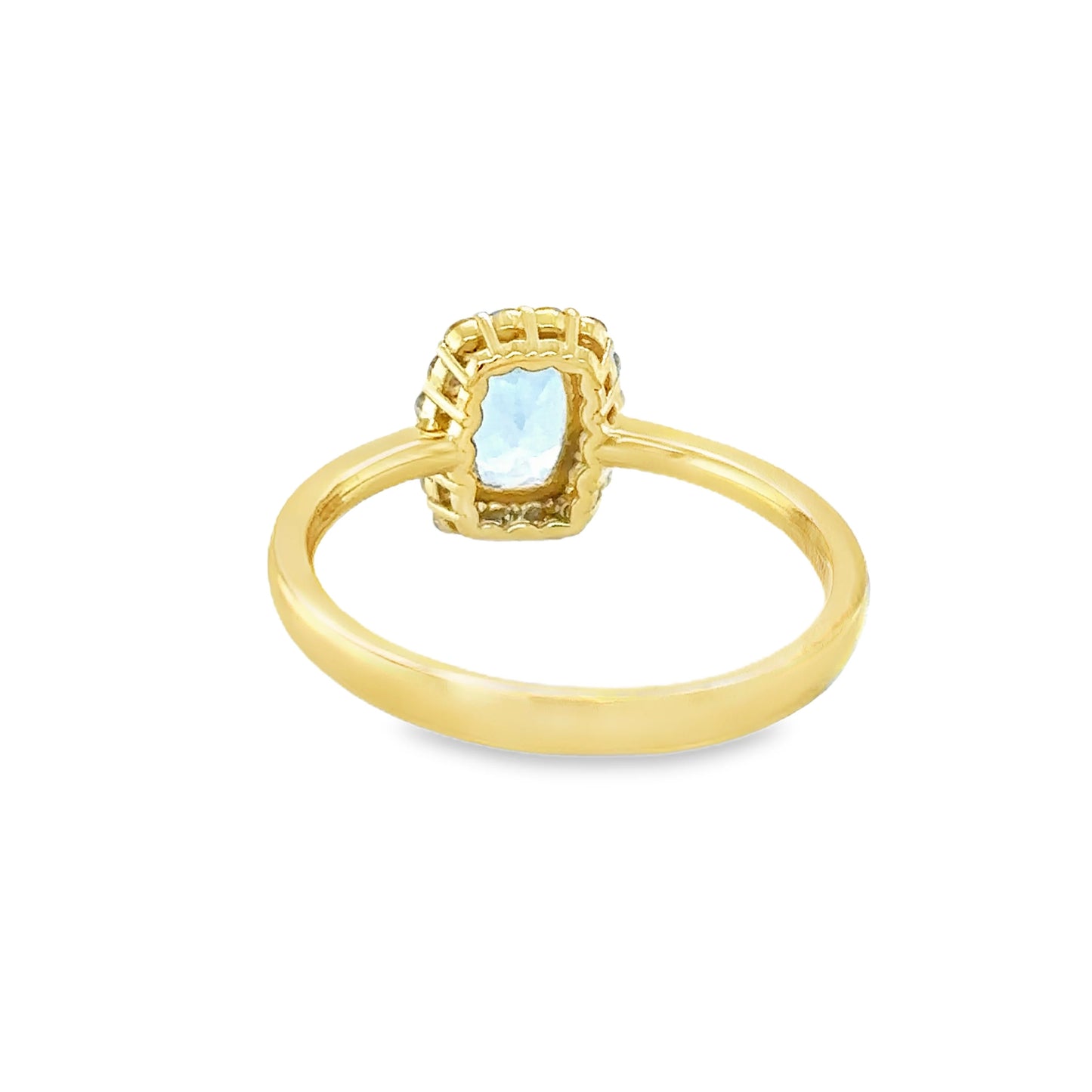 14KT GOLD AQUAMARINE AND DIAMONDS RING