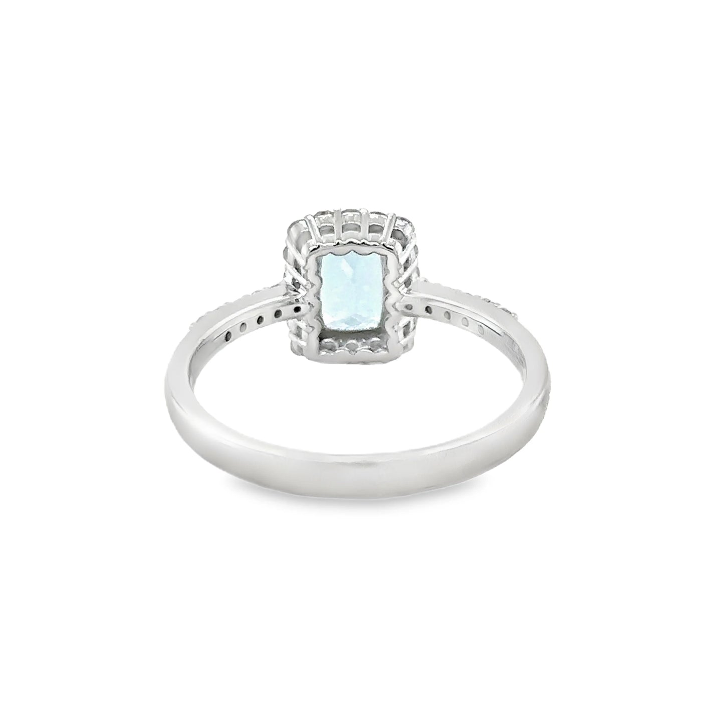 14KT GOLD AQUAMARINE AND DIAMONDS RING