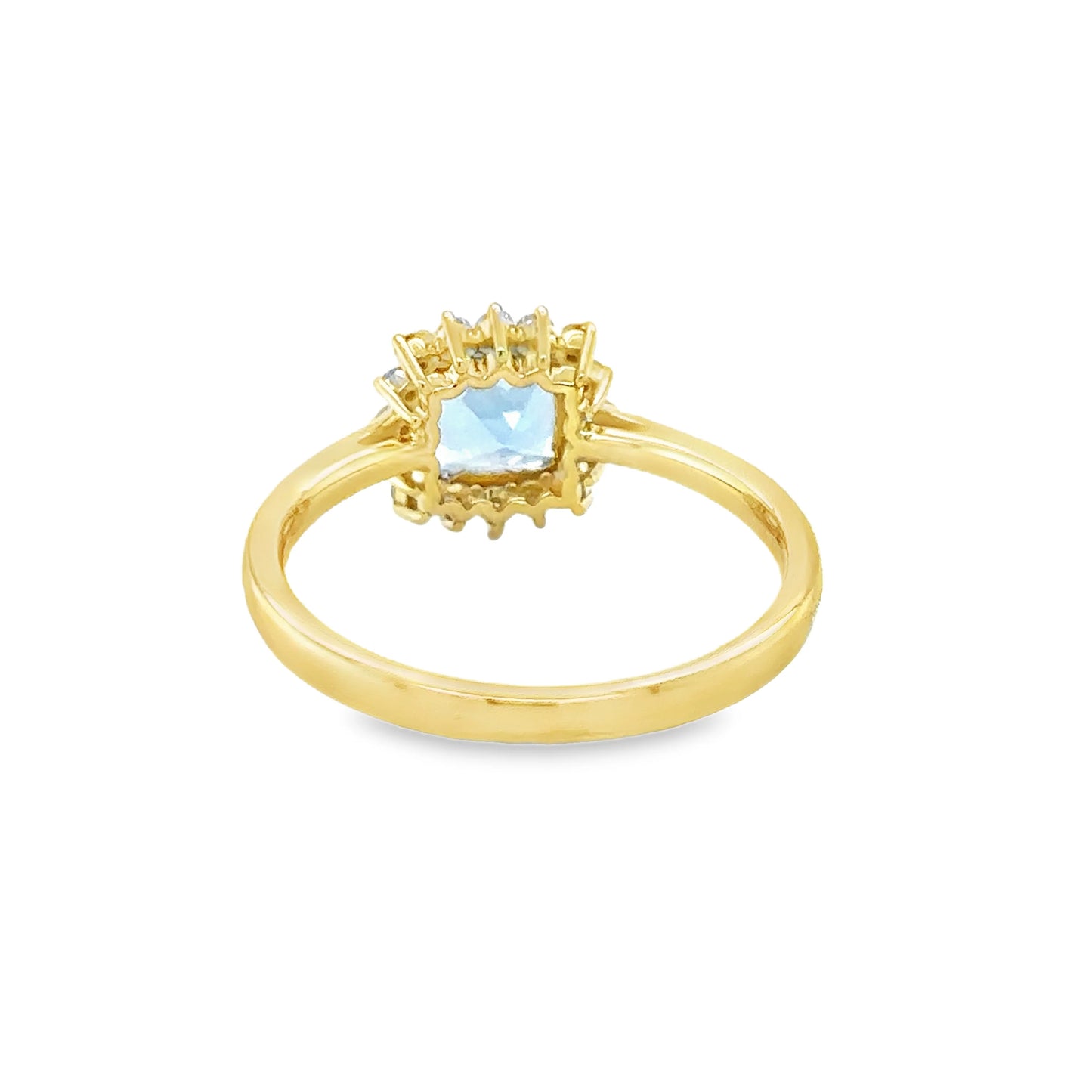 14KT GOLD AQUAMARINE AND DIAMONDS RING