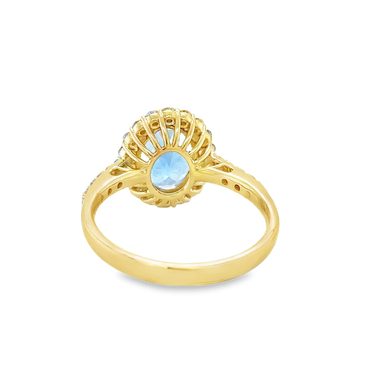 14KT GOLD AQUAMARINE AND DIAMONDS RING