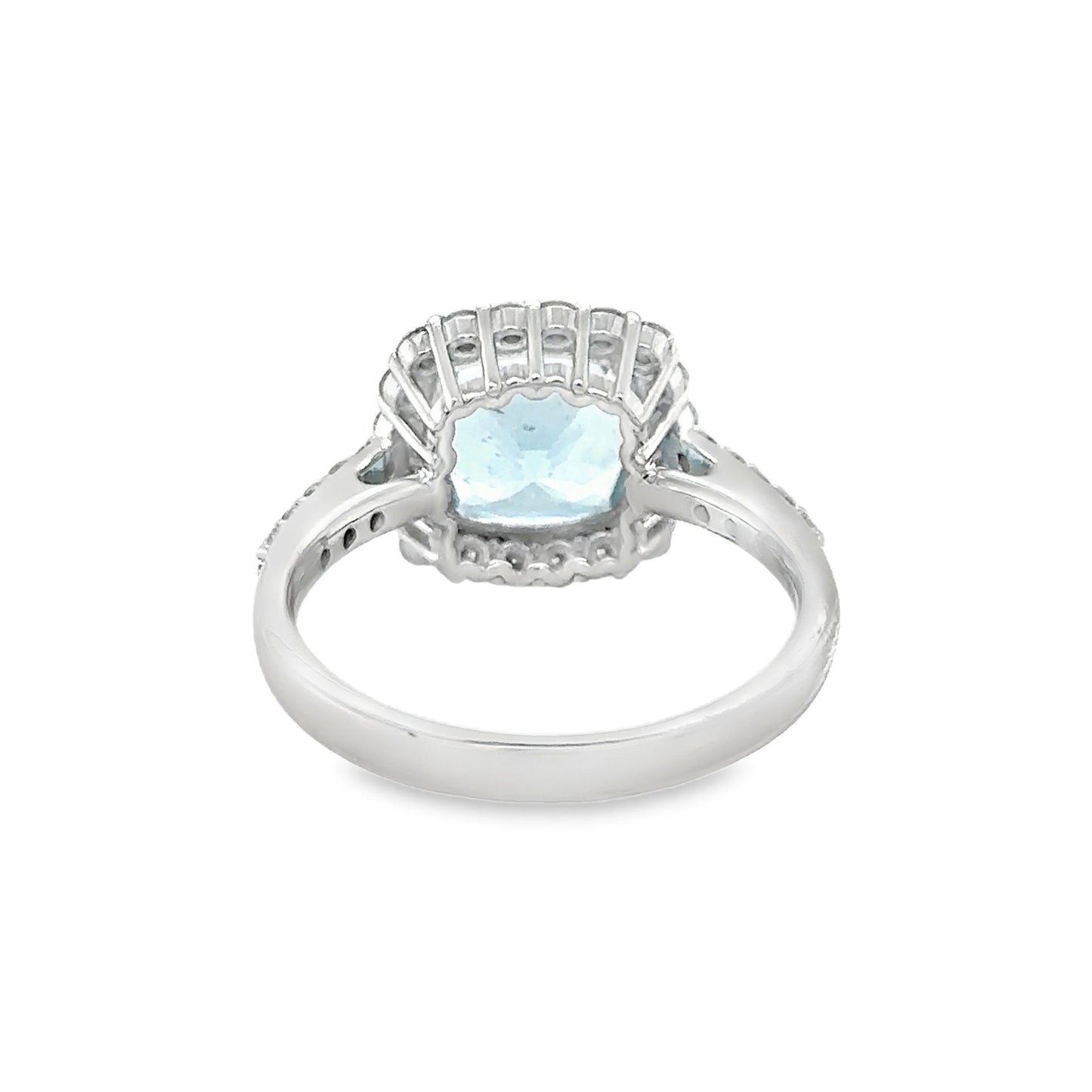 14KT WHITE GOLD AQUAMARINE AND DIAMONDS RING