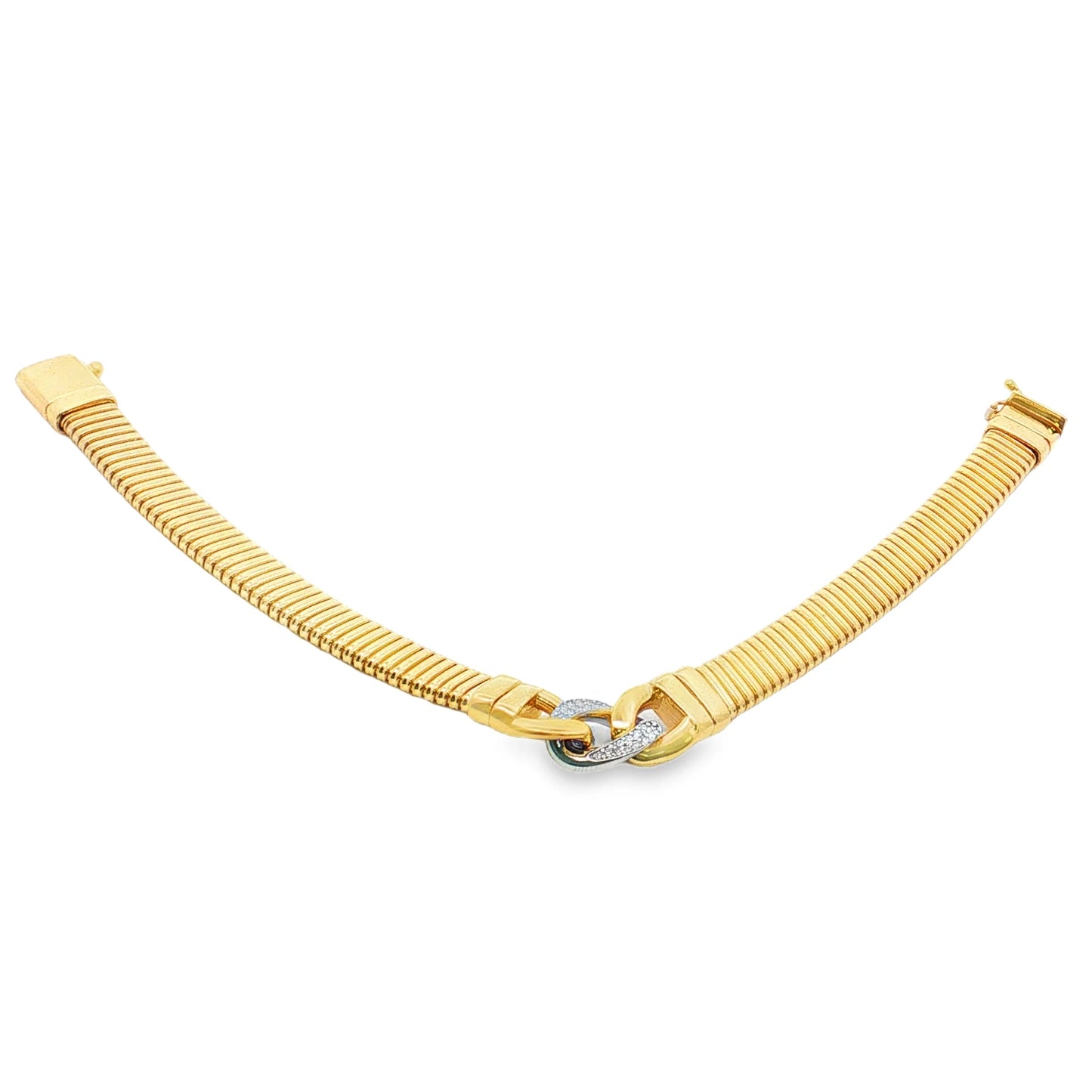 14KT YELLOW GOLD AND NATURAL DIAMONDS TUBOGAS BRACELET