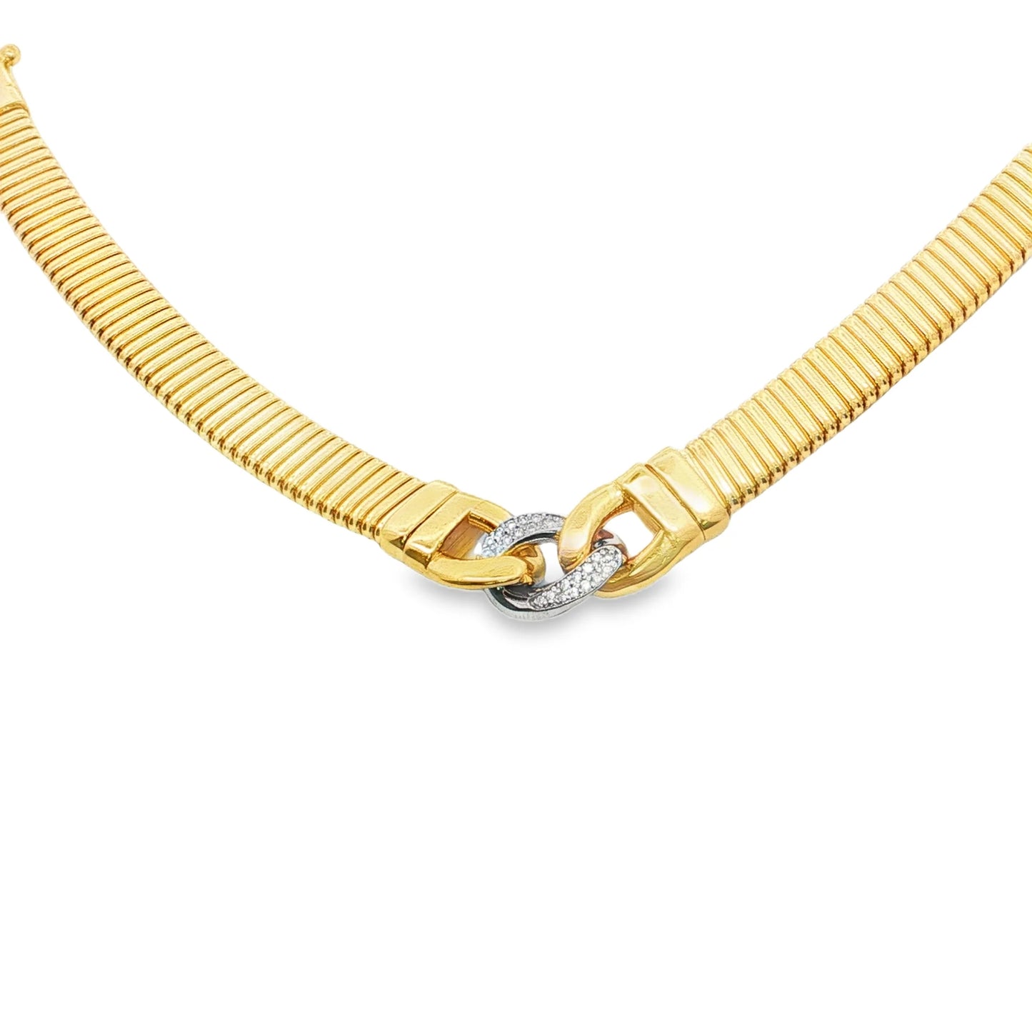 14KT YELLOW GOLD AND NATURAL DIAMONDS TUBOGAS BRACELET