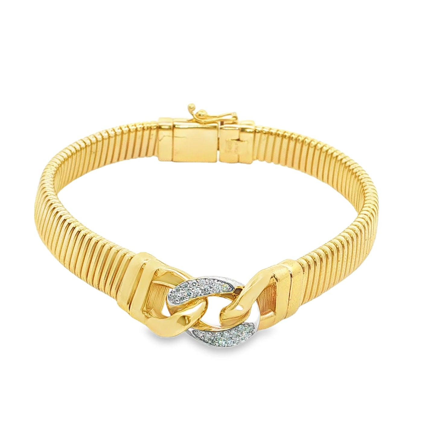 14KT YELLOW GOLD AND NATURAL DIAMONDS TUBOGAS BRACELET