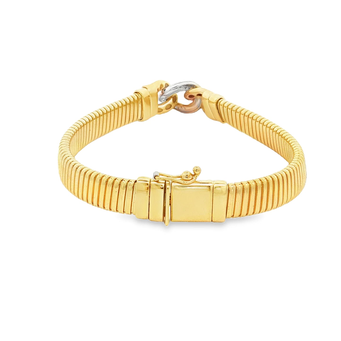 14KT YELLOW GOLD AND NATURAL DIAMONDS TUBOGAS BRACELET