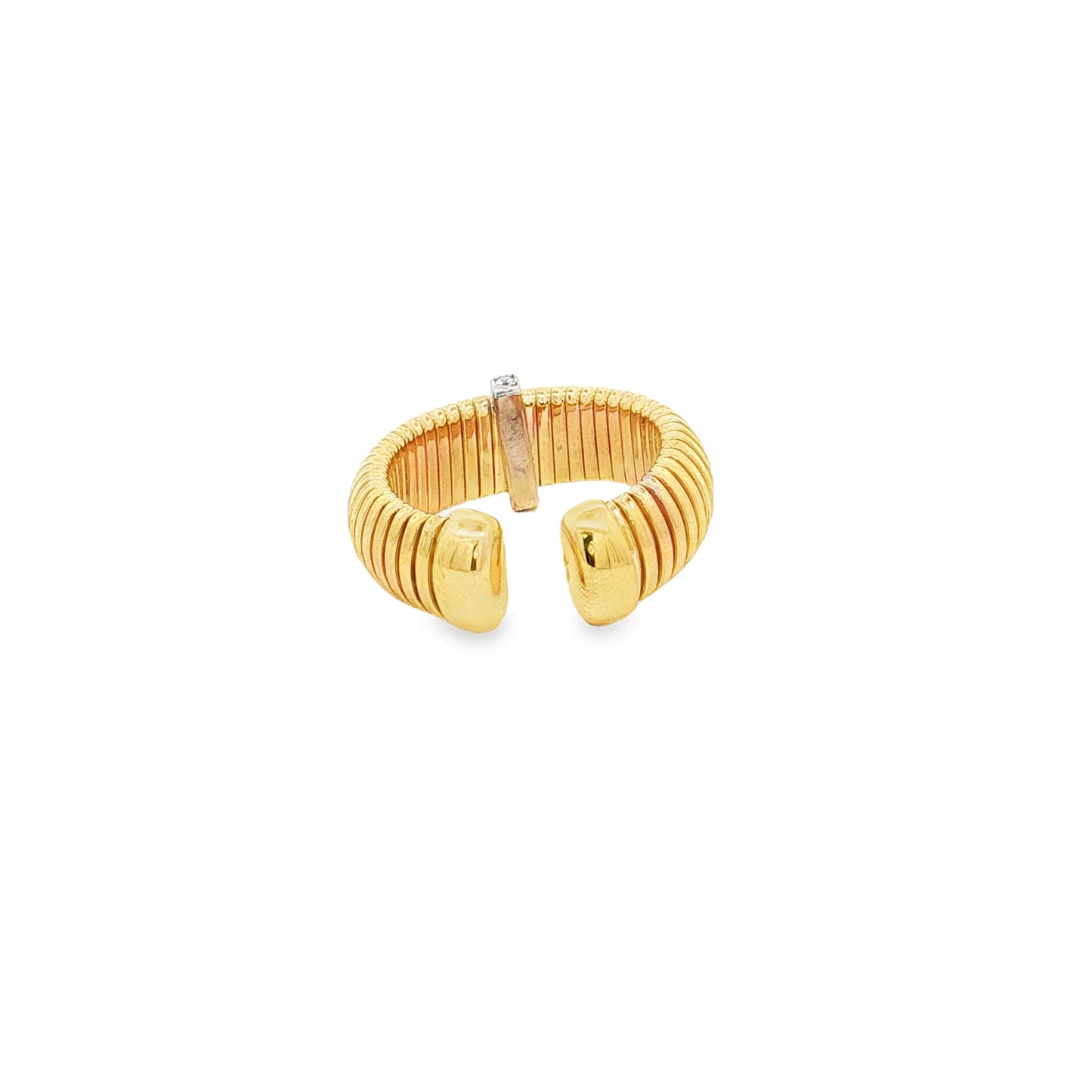 14KT YELLOW GOLD AND NATURAL DIAMONDS TUBOGAS RING