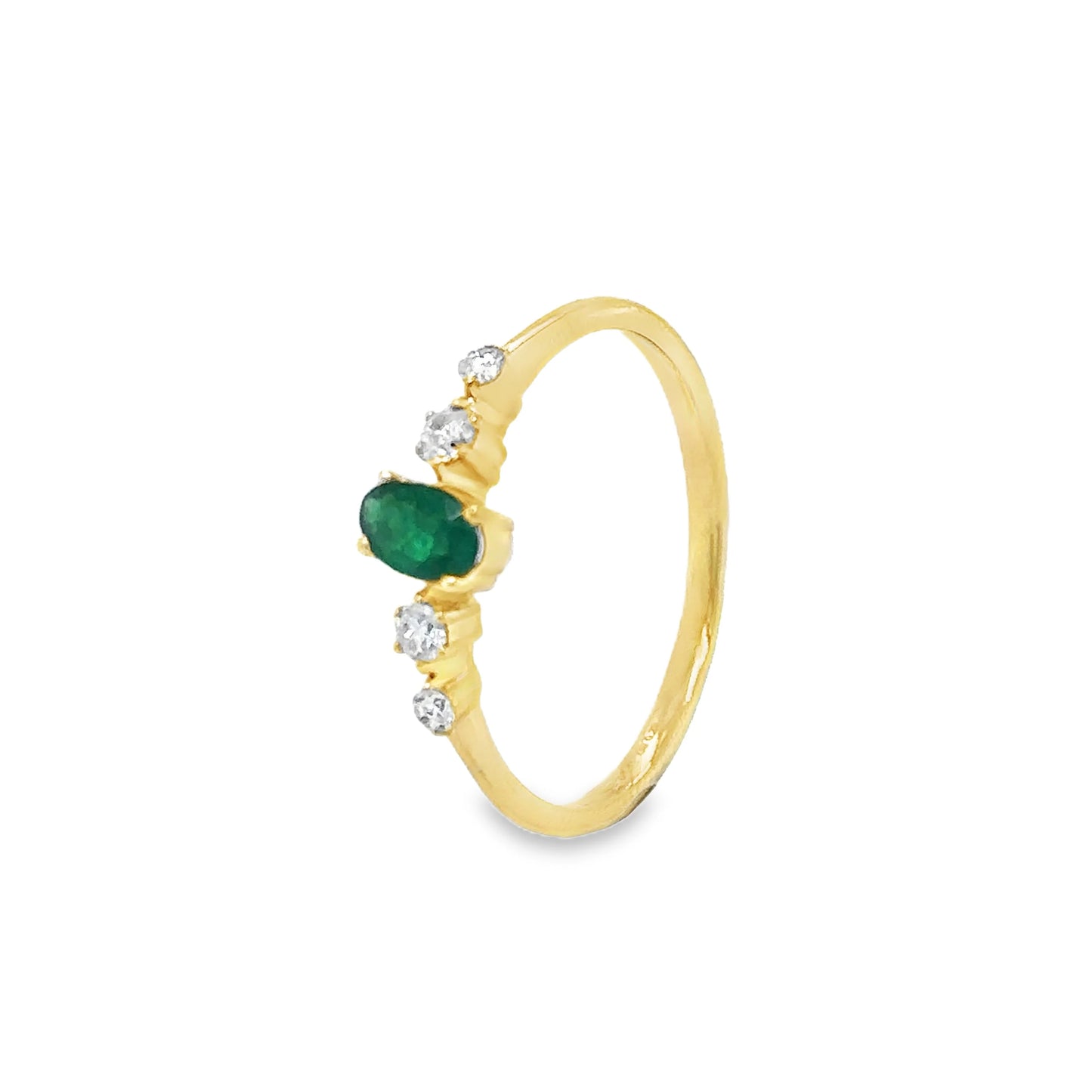 14KT YELLOW GOLD EMERALD AND DIAMOND RING